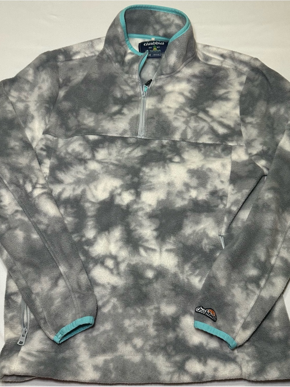 Chubbies Gray Tie-Dye Quarter-Zip Fleece Pullover Medium